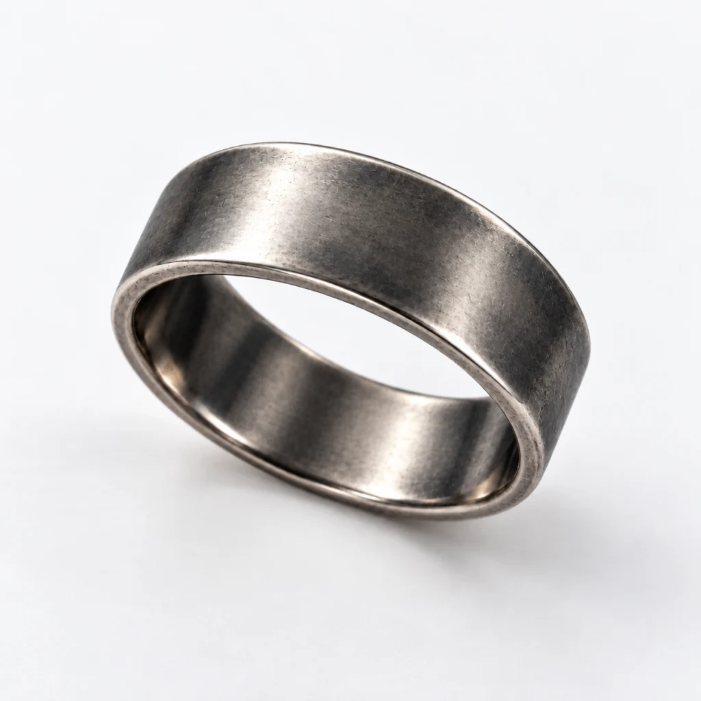 Basic Ring in antiqued silver on a white studio background